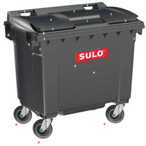 SULO 1100L Flat Garbage Container